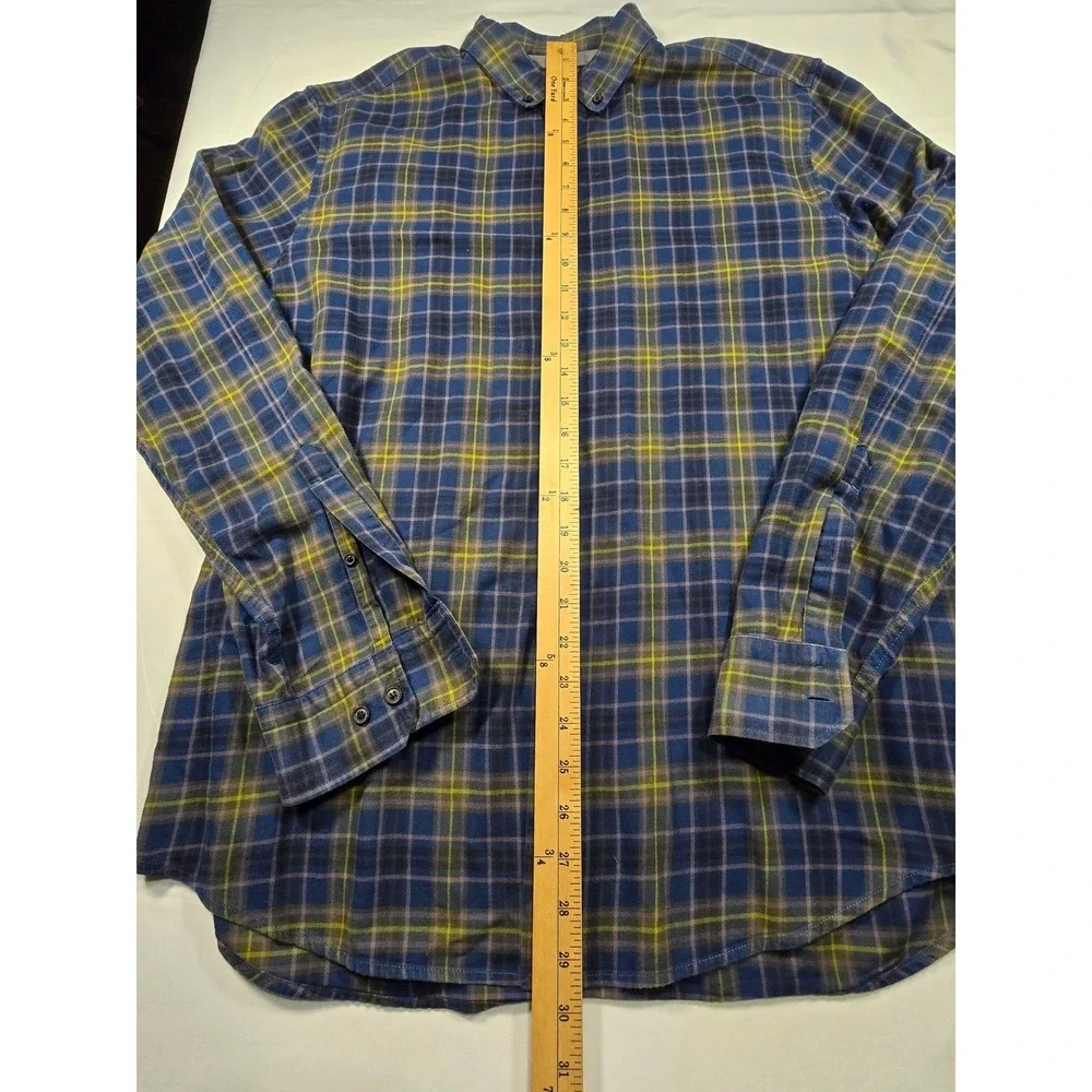 Banana Republic Luxe Flannel Camden Fit Mens Large Blue Plaid Button‎ Down Shirt